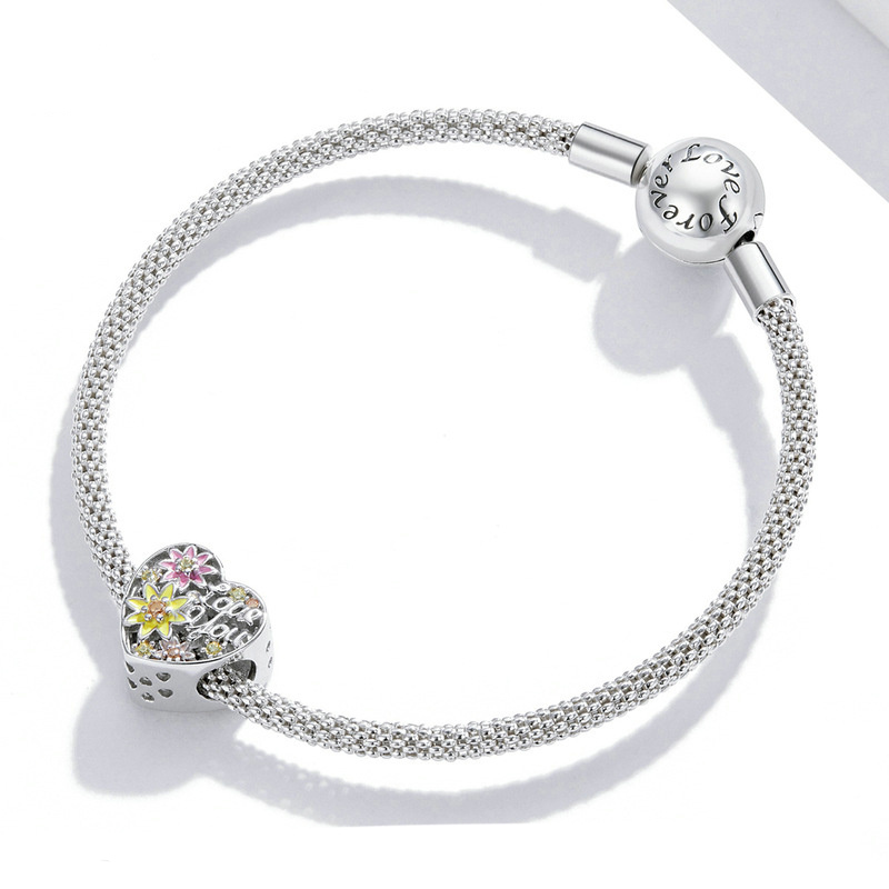 Sterling Silver Flower Love Beads Wild Bracelet