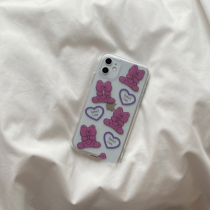 Compatible with Apple, Compatible with Apple , Ins Wind Cute Bear Suitable For Iphone11 12pro Mobile Phone Shell XR Apple Xsmax Transparent 78p Soft Se2