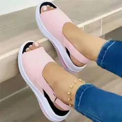 Fish-mouth Flat-heel Beach Low-top Women's Sandals - Pink - View 1