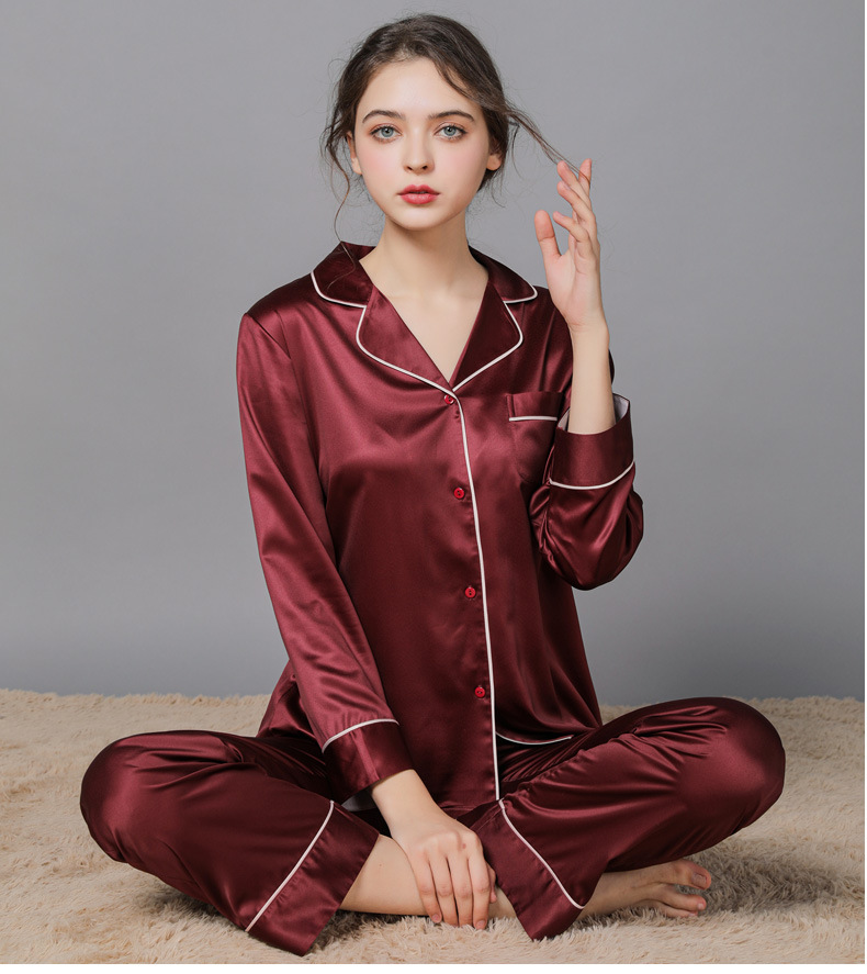 Title 5, Silk Couple Pajamas And Home Wear Long-Sleeved ...