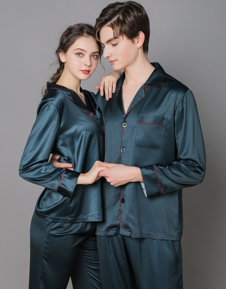 Title 8, Silk Couple Pajamas And Home Wear Long-Sleeved ...