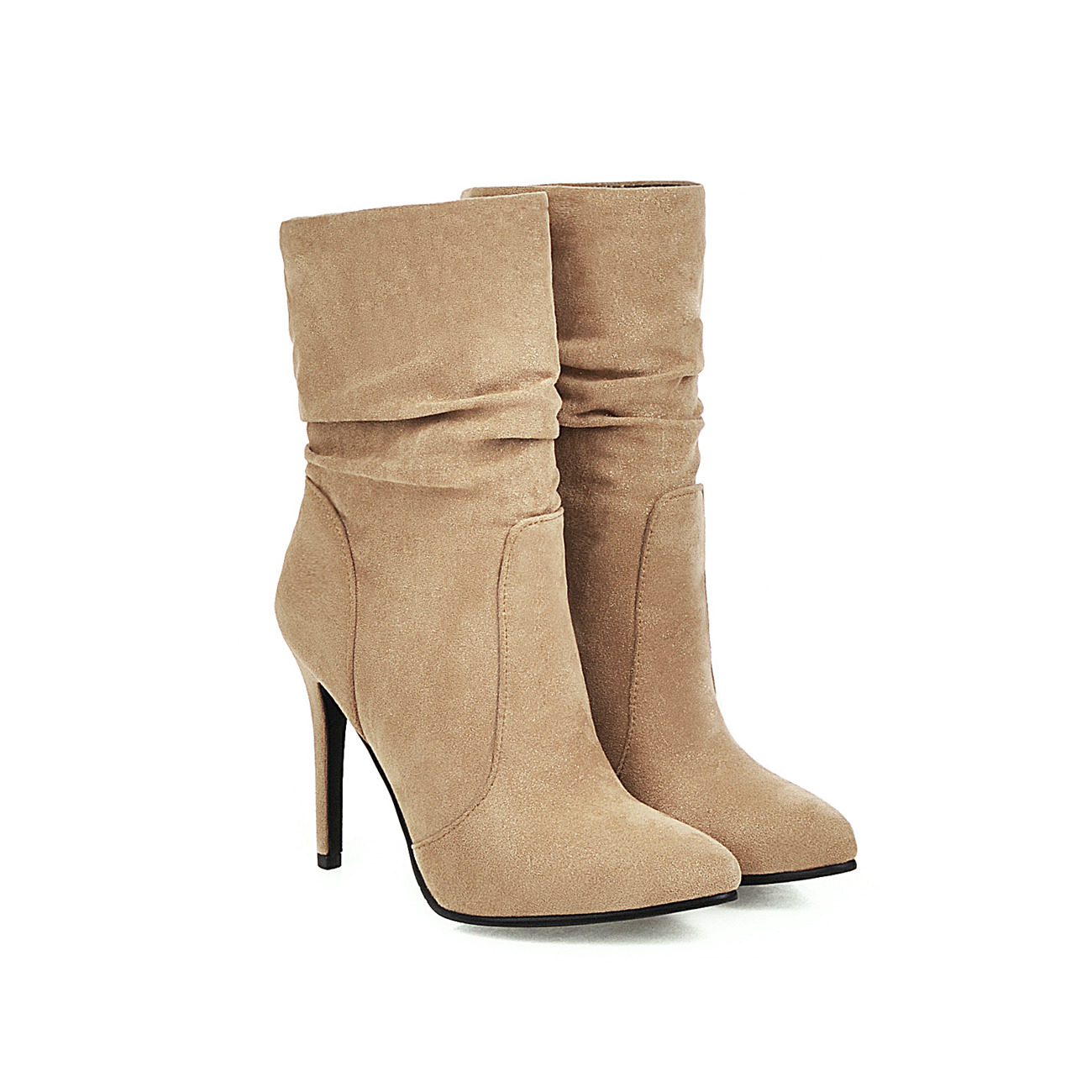 Sexy Stiletto Plus Size Low Top Women's Boots Khaki - Shop at LoveMi