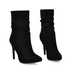 Sexy Stiletto Plus Size Low-Top Women's Boots - Black - View 1