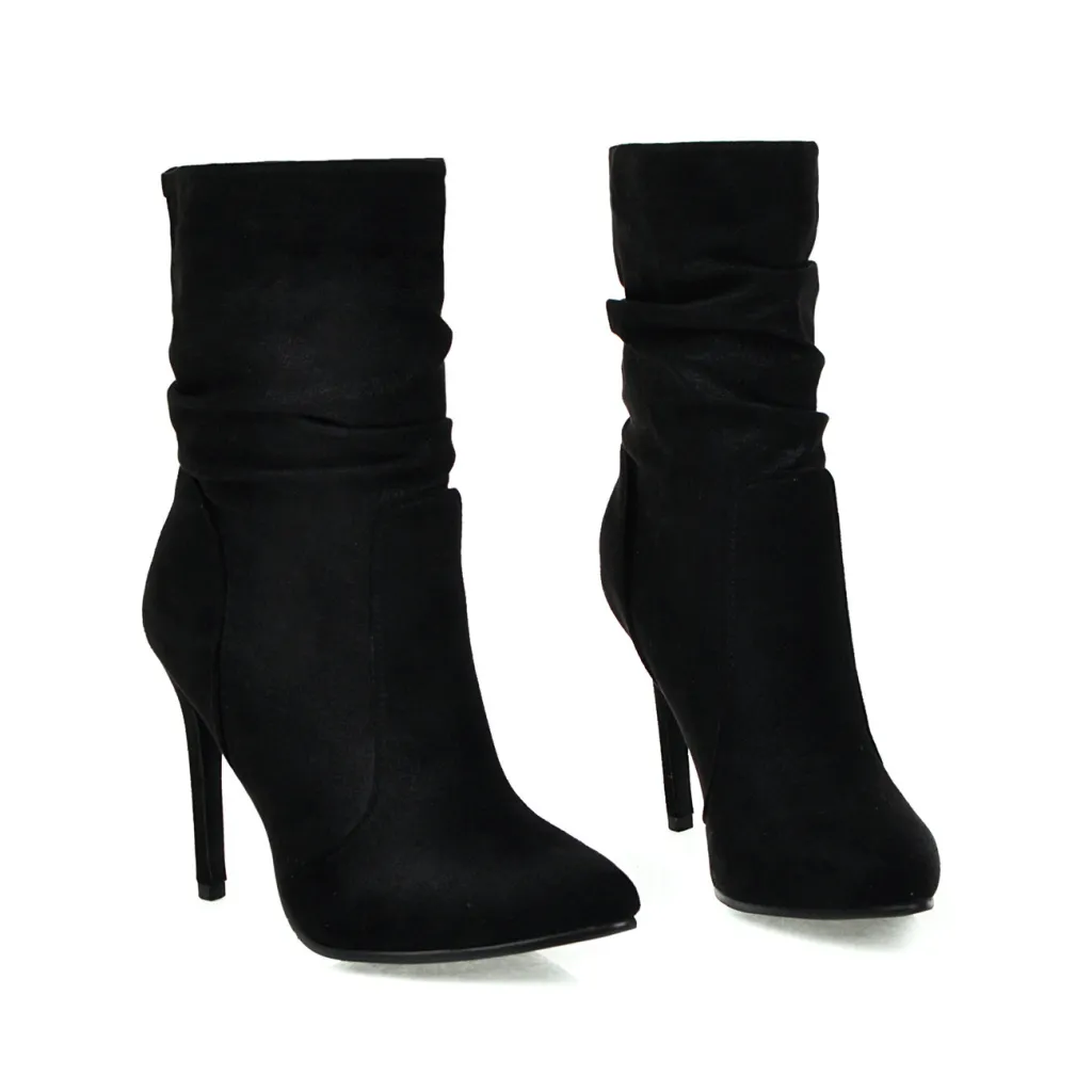 Sexy Stiletto Plus Size Low-Top Women's Boots - Black