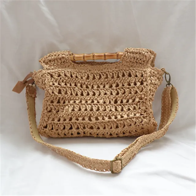 Hand Woven Fashion Handbag Vacation Travel Khaki - Shop at LoveMi