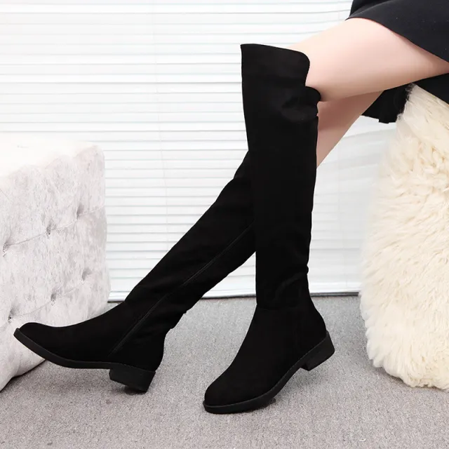 Women's Long High Tube Flat Over The Knee Boots Black - Shop at LoveMi