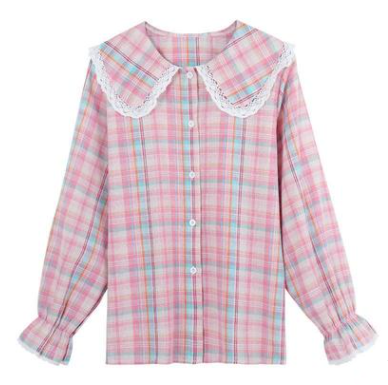 Long-Sleeved Plaid Shirt Student Design Sense Niche Tops Women Spring And Autumn