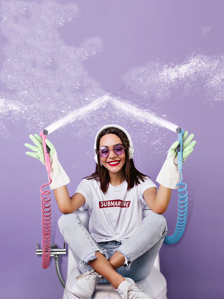 Stainless Steel Toilet Gynecological Cleaner Spray Gun Set Pressurized Toilet Flusher Multifunctional Angle Valve