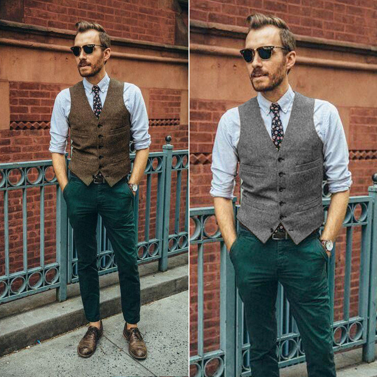 V-Neck Solid Color Casual Men's Suit Vest