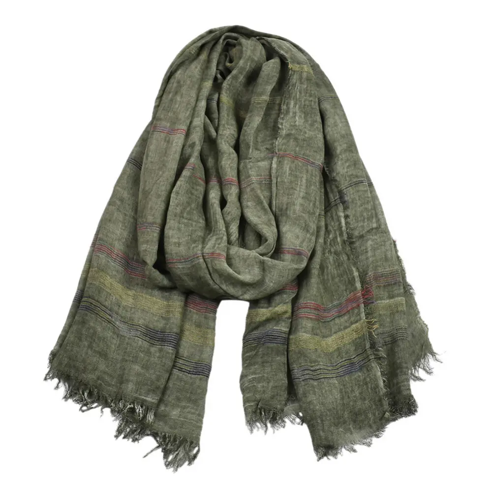 Yarn Dyed Striped Carf Men Winter Solid Color Cotton