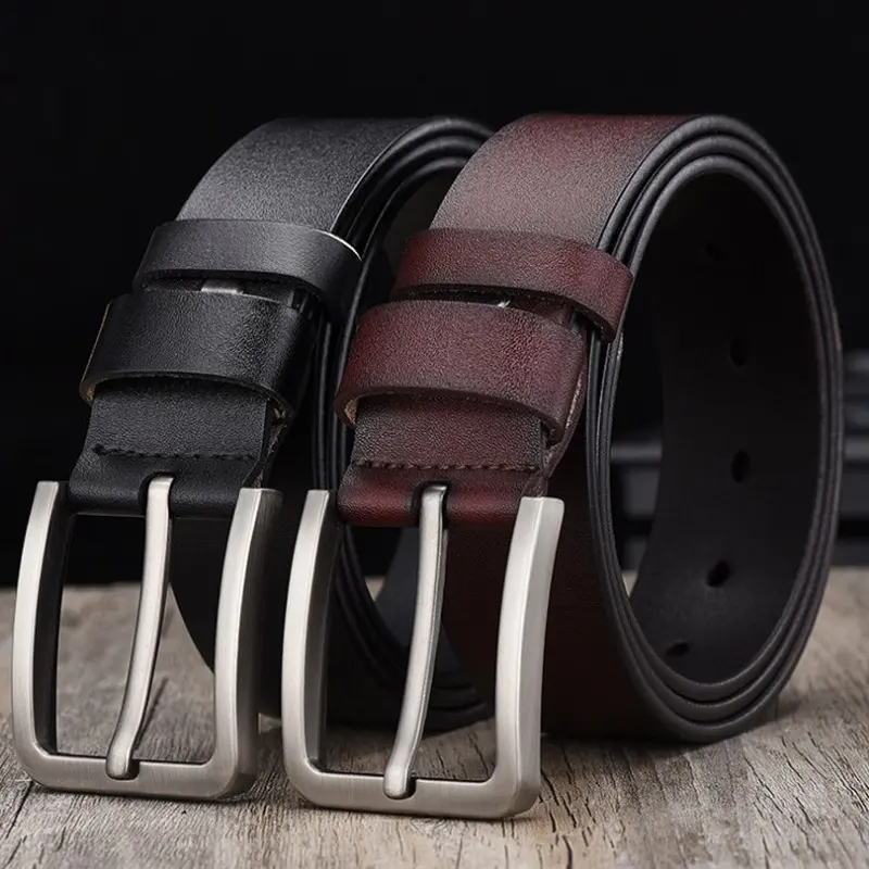 Leather Cowskin Vintage Jean Belt Pin Buckle Simple Men's