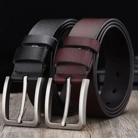 Leather Cowskin Vintage Jean Belt Pin Buckle Simple Men's