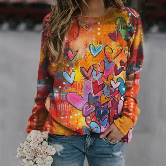 Magic Butterfly Print T Shirts Women's Casual Thermal Orange - Shop at LoveMi