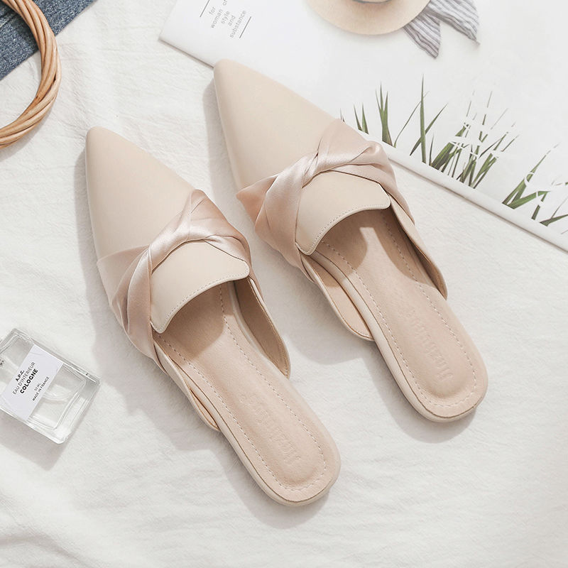 Net Celebrity Half Baotou Pantuflas Perezosas De Un Pie Para Usar Afuera 36 Albaricoque - Shop at LoveMi