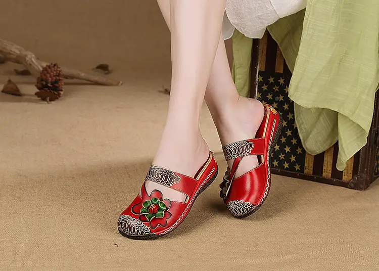 Leather Comfortable And Breathable Wedge Sandals