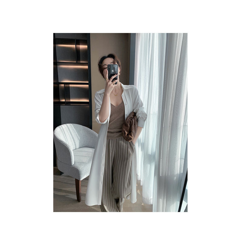 Jellyfish White Shirt Dress, Waist Waist And Thin A-Line Long Skirt