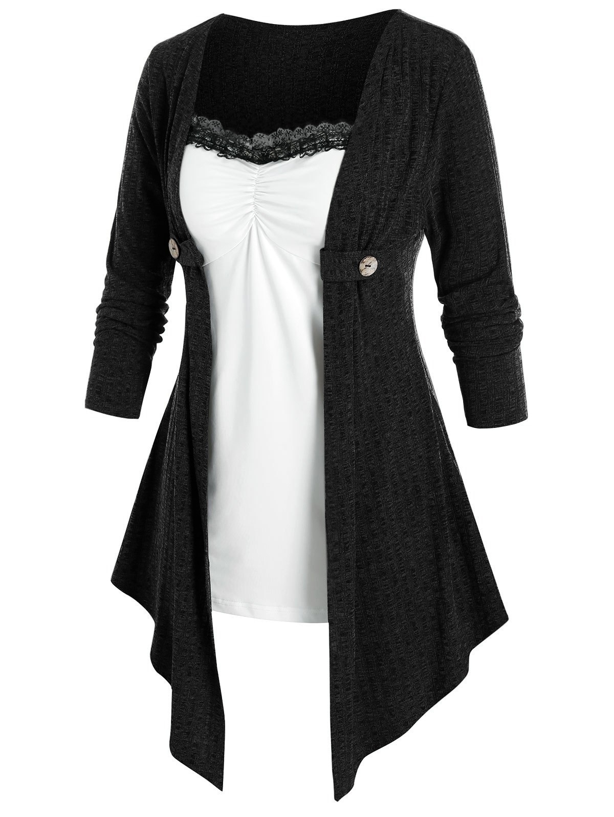 Stitching Color Long-sleeved Fake Two-piece Dress