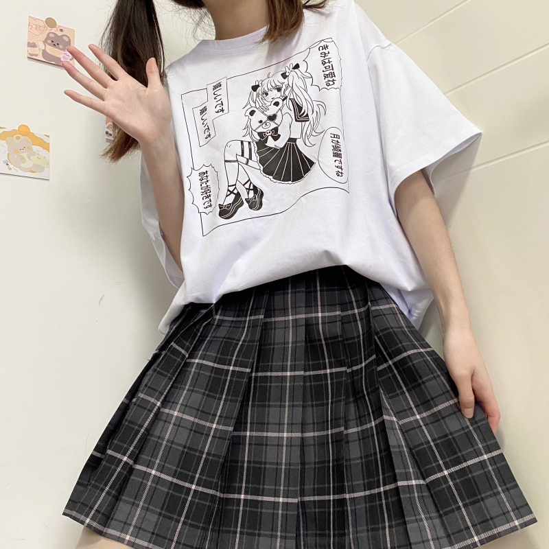 Original Japanese E-Sports Girl Jk Pure Cotton Short-Sleeved T-Shirt Female New Loose Wild Sweet And Spicy Blouse Summer