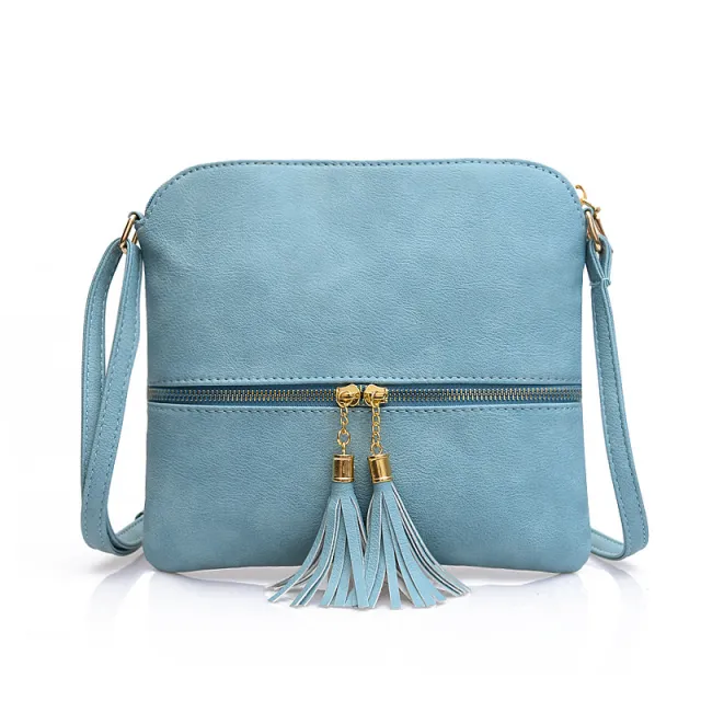 Ladies Fashion Shoulder Bag Tassel Bag Messenger Bag Blue - Shop at LoveMi
