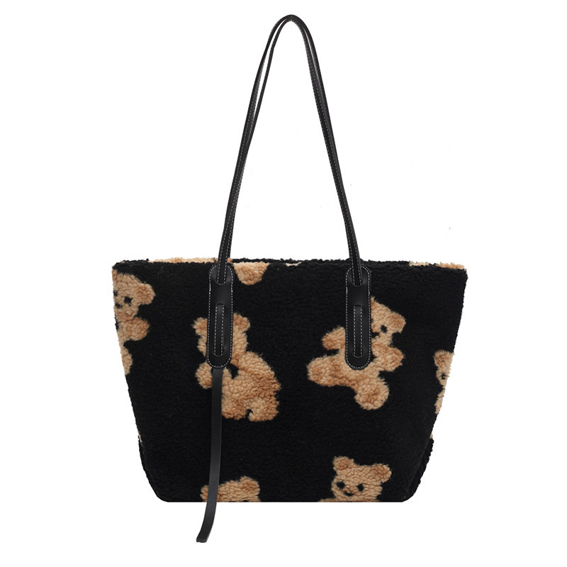 Retro Cute Plush Bear Girl All-match Portable Armpit Bag