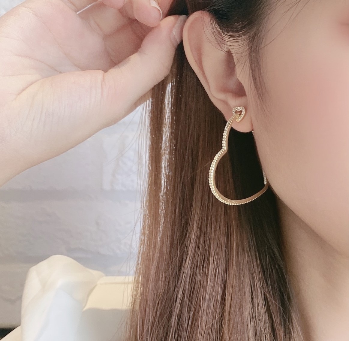 Micro-embellished Large Heart-shaped Earrings