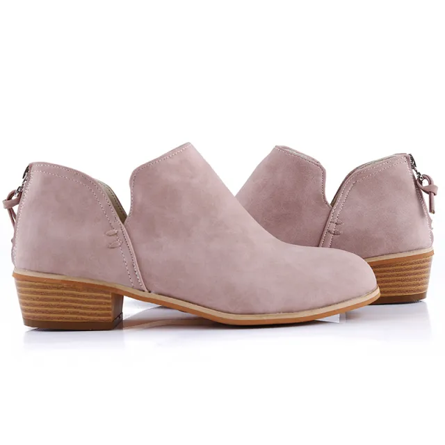 Autumn Women Shoes Retro High Heel Ankle Boots Pink - Shop at LoveMi