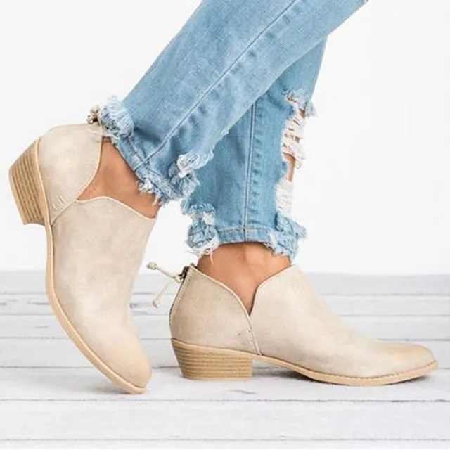 Autumn Women Shoes Retro High Heel Ankle Boots Beige - Shop at LoveMi