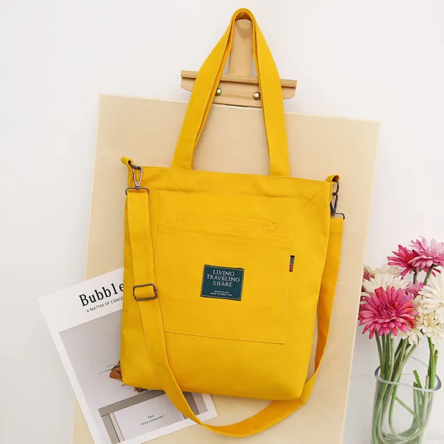 Solid Color Canvas Shoulder Diagonal Bag With Removable Shoulder Strap Yellow - Shop at LoveMi