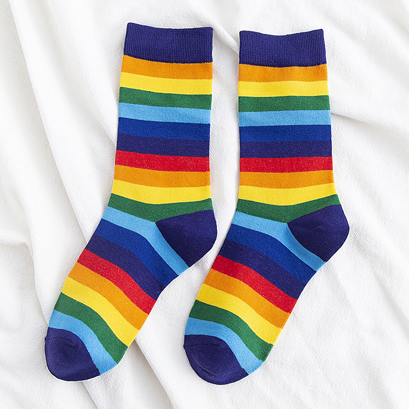 Rainbow Cocks Stockings Women Color Stripes