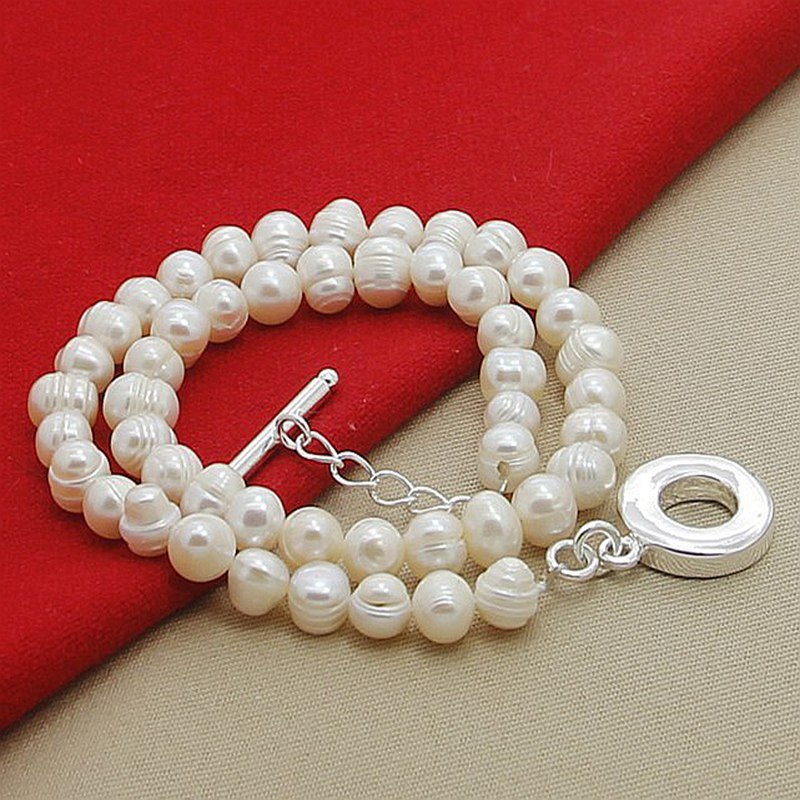 Korean Version Of Silver-plated TO Pearl Necklace