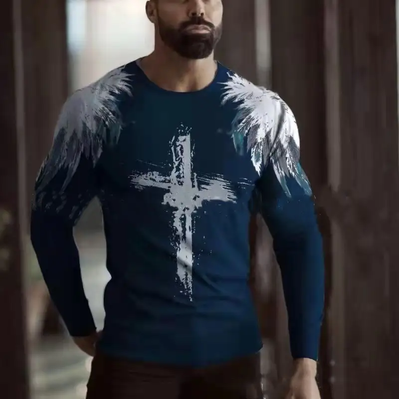 Men's Printed Crew Neck Bottoming Shirt