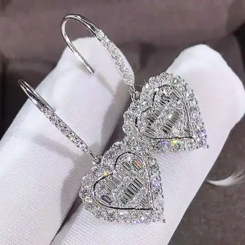 Huitan Cubic Zirconia Heat Shape Women Drop Wedding Engagement