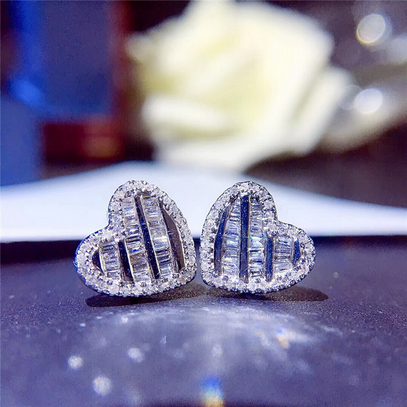 European and American Fashion New Zircon Earrings Fashion Rose Zircon Hollow Full Diamond Earrings