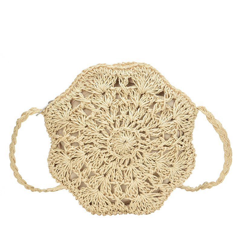 Hexagon Ladies Hand Woven Bag Hand Woven Twine Bag Seaside Holiday Beige - Shop at LoveMi