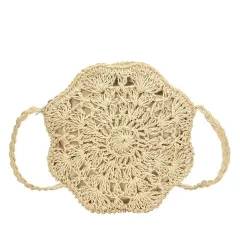 Hexagon Ladies Hand Woven Bag Hand Woven Twine Bag Seaside Holiday - Beige - View 1