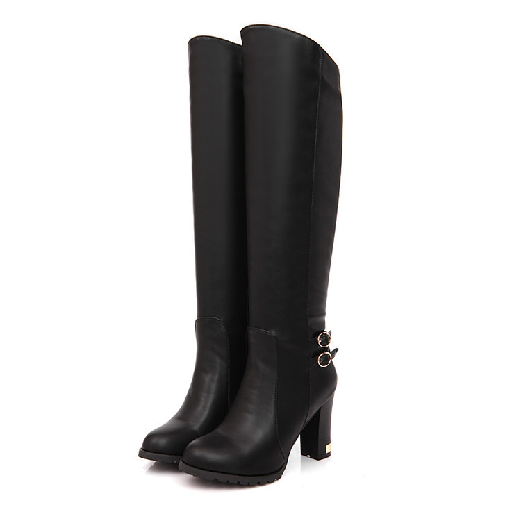 Title 2, Over-The-Knee Leather Boots With Large Heels