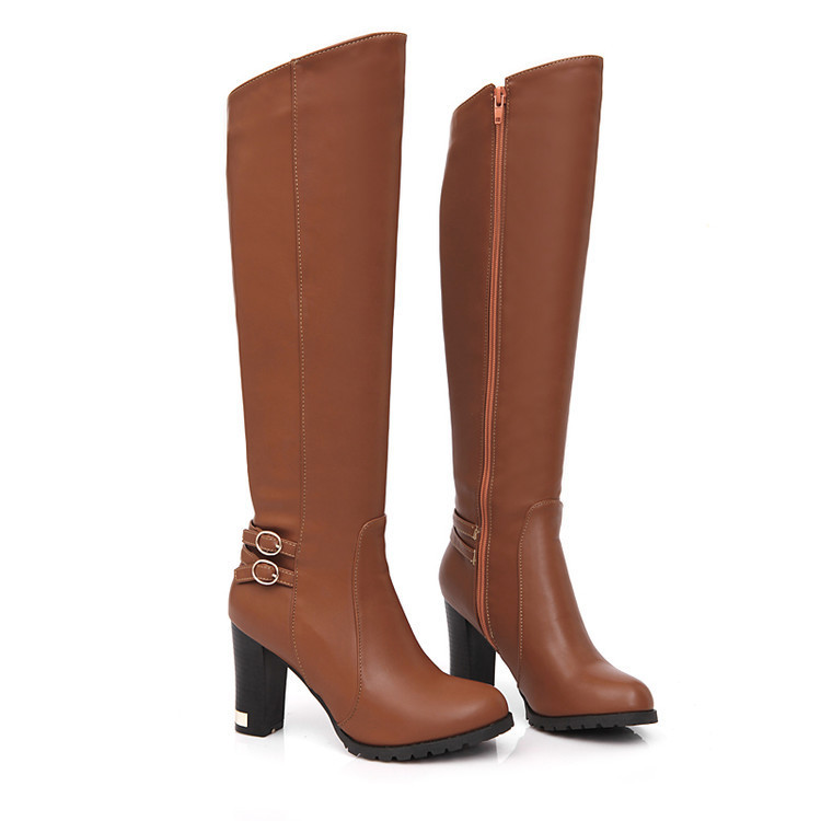 Title 5, Over-The-Knee Leather Boots With Large Heels