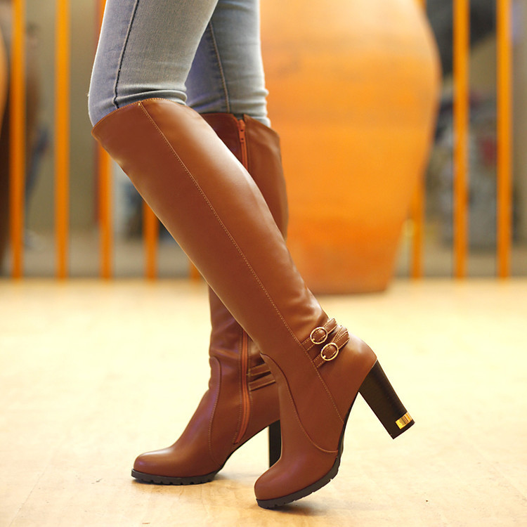 Title 6, Over-The-Knee Leather Boots With Large Heels