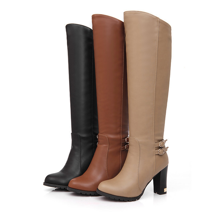 Title 7, Over-The-Knee Leather Boots With Large Heels