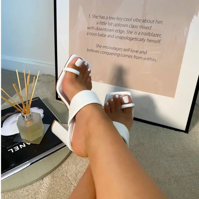 slip on toe ring heels White - Shop at LoveMi