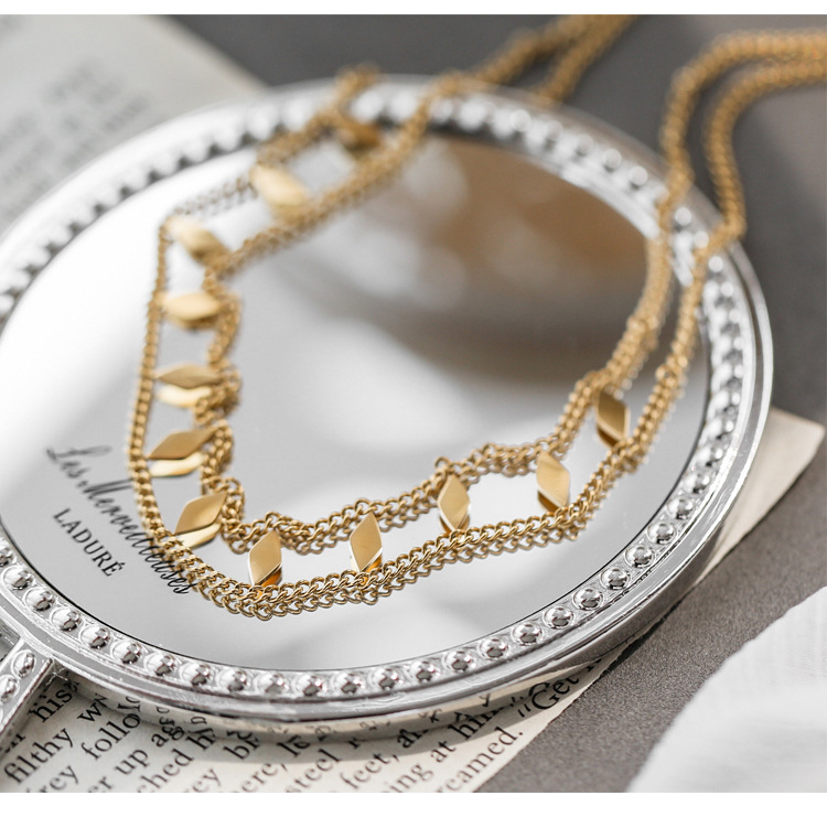 Diamond Wide Necklace Neck Chain Short Titanium Steel