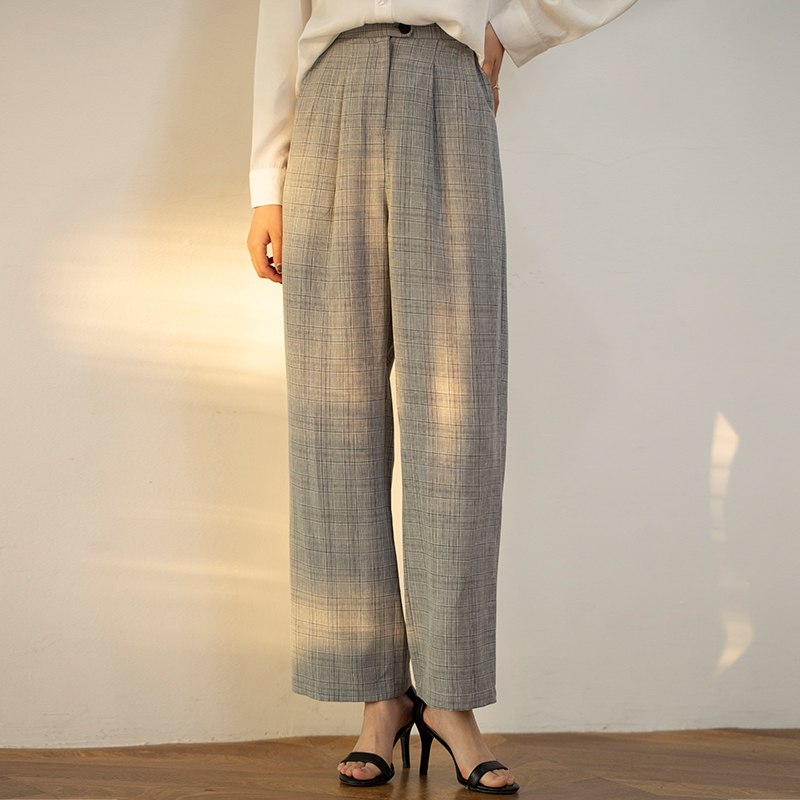 Title 4, Plaid Wide Leg Pants Women High Waist Spring