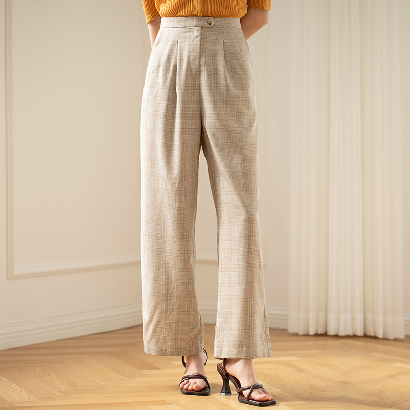 Title 3, Plaid Wide Leg Pants Women High Waist Spring