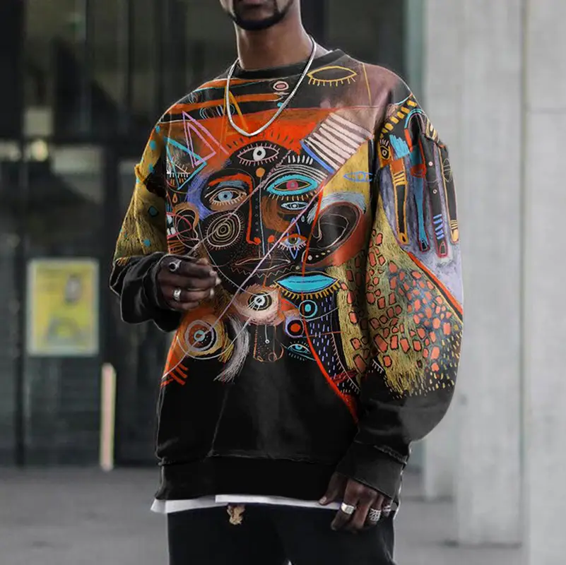 European And American Men's Printed Sweater