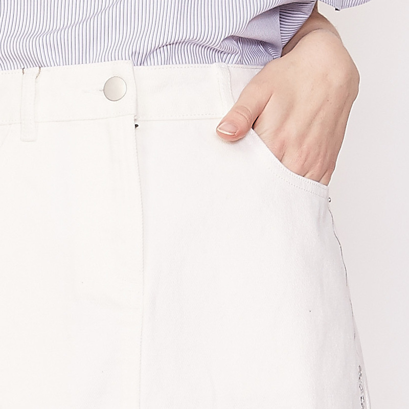 Silver Silk Letters Embroidery Denim Skirt Women