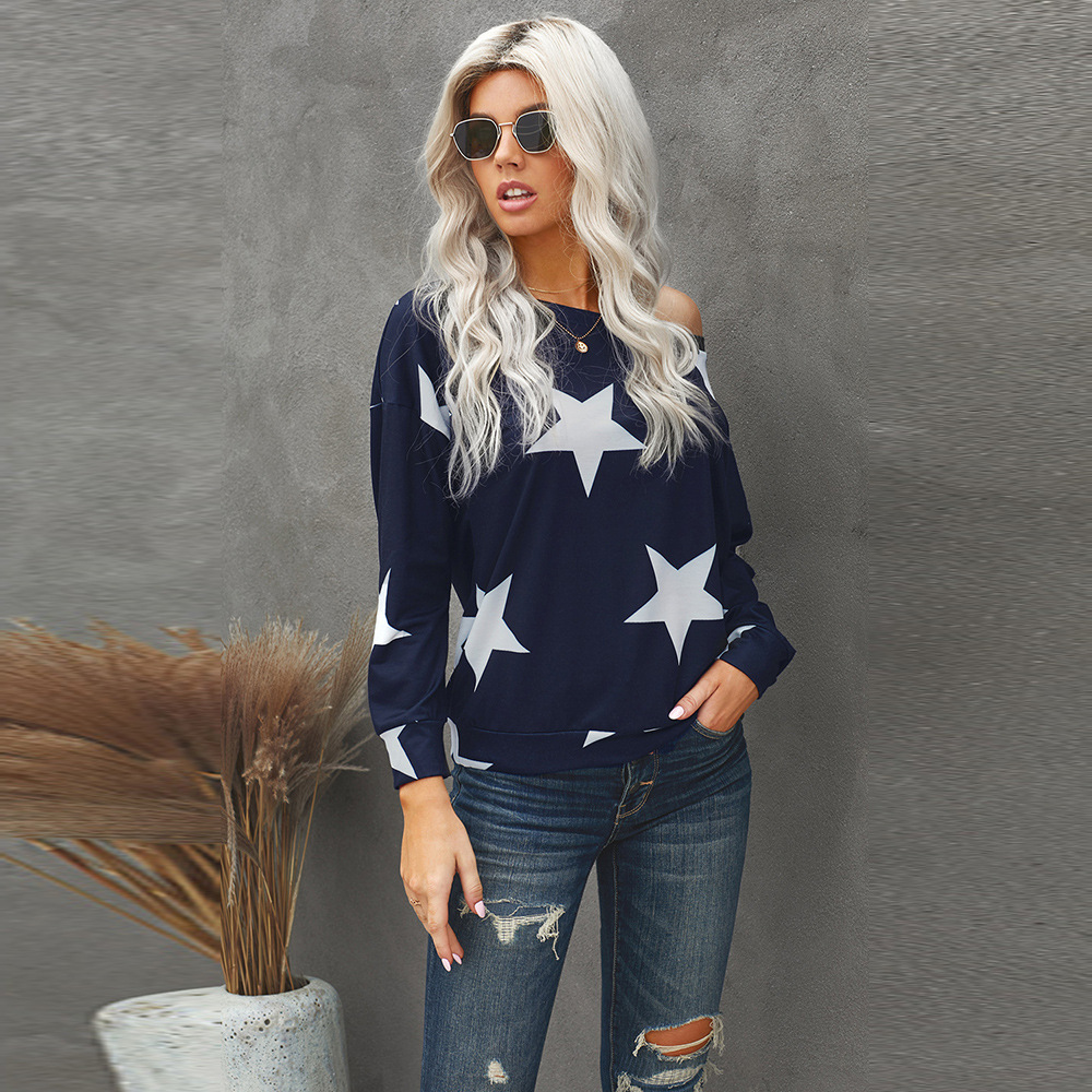 New Leopard Printed Turtleneck Long Sleeve Top Round Neck Loose T-shirt Women