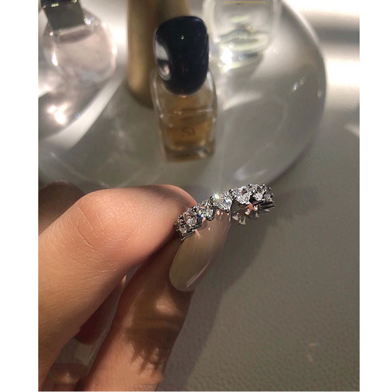 Simple High Sense Of Love Zircon Peach Heart Ring
