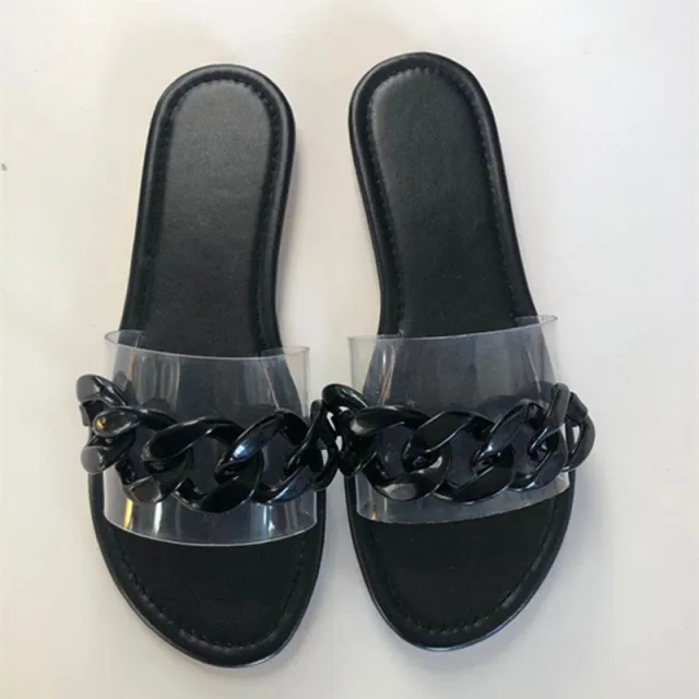 Candy Color Fashion Chain Women's Sandals And Slippers Black - Shop at LoveMi