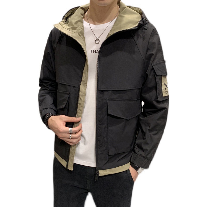 Hooded Jacket Men's Color Matching Casual Jacket