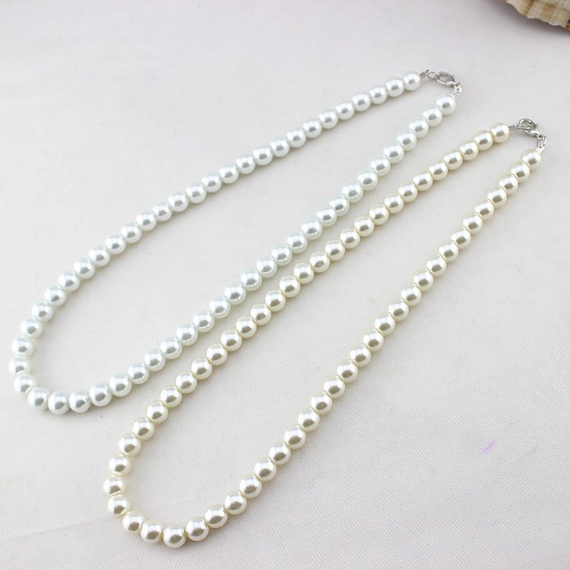 Imitation Pearl Necklace Female Short Glass